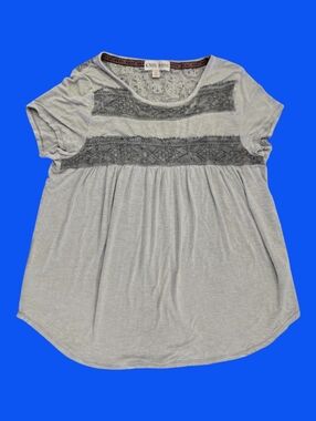 Knox Rose Light Gray Lace-Trim Scoop Neck Top